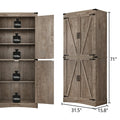 71" Tall Farmhouse Kitchen Pantry Cabinet, 5 Layers Storage Cabinet with Adjustable Shelves, Farmhouse Pantry Cabinet with 4 Barn Doors for Kitchen, Dining Room, Bathroom, Living Room, Rustic White